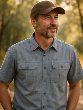 Magellan Outdoors Men's Grey Short-Sleeve Button-Up Shirt Aransas Pass Size 1X